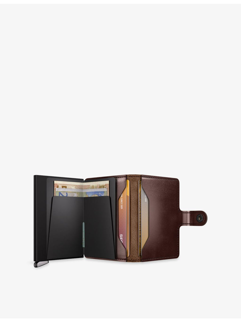 Secrid Dusk leather wallet with popper fastening, imported from the UK
