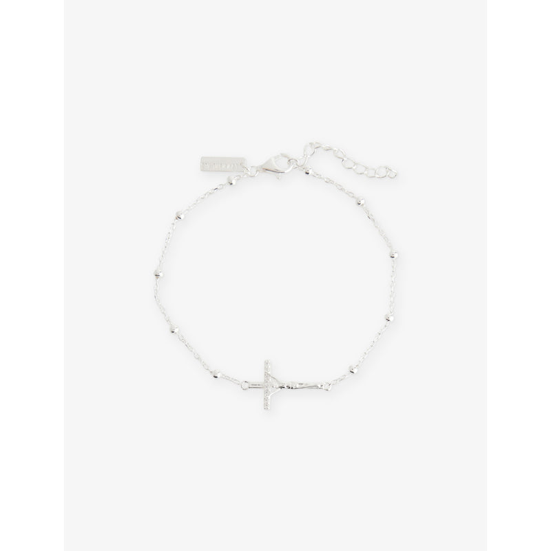 Common Lines sterling silver bracelet cross charm 20cm (British brand)