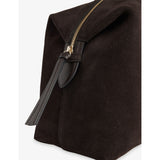 Demellier Stockholm suede shoulder handbag with rolled handles, imported from the UK