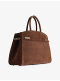 DeMellier Midi Hudson suede top-handle bag in cowhide leather (British brand)