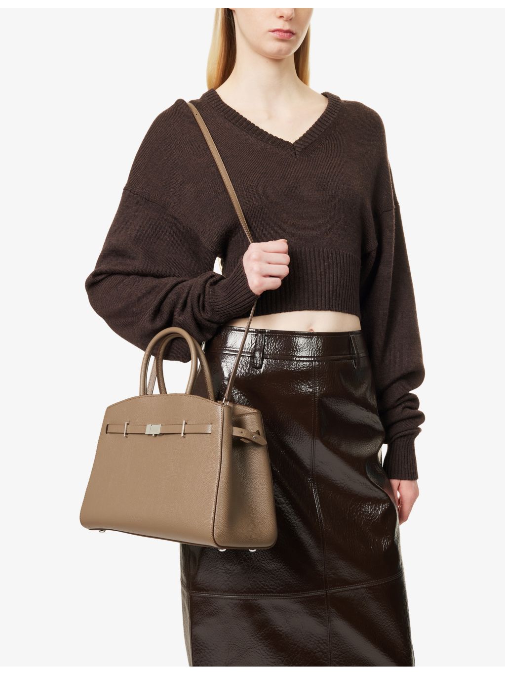 DeMellier Midi Hudson leather top-handle bag (British brand)