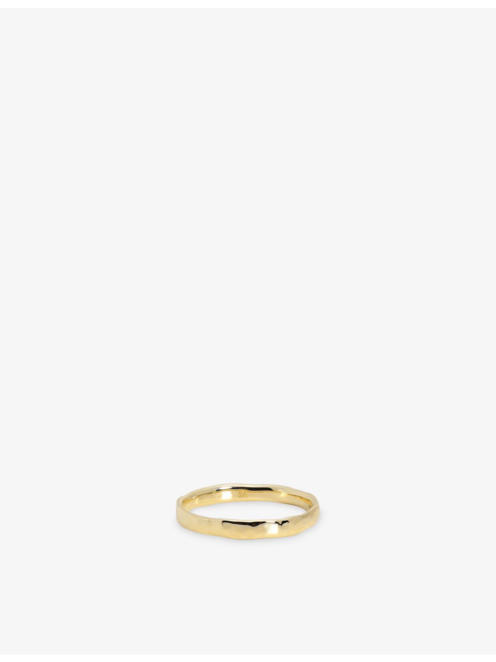 Monica Vinader thin hammered 14ct yellow gold ring (British brand)