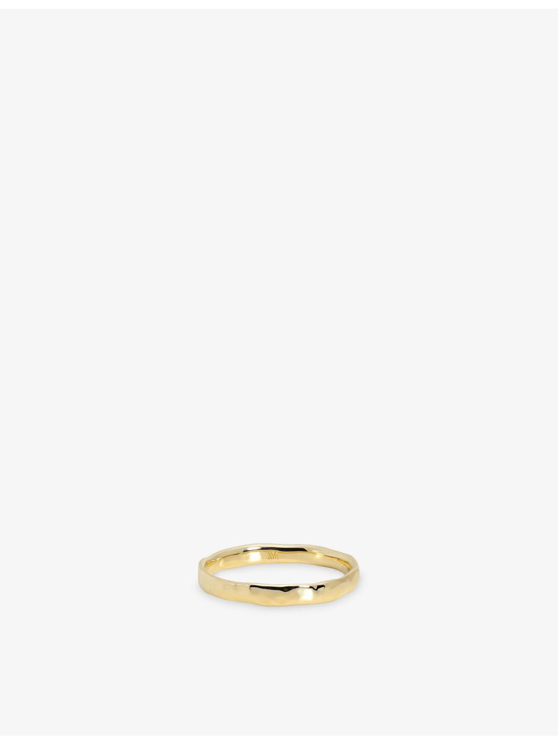 Monica Vinader thin hammered 14ct yellow gold ring (British brand)