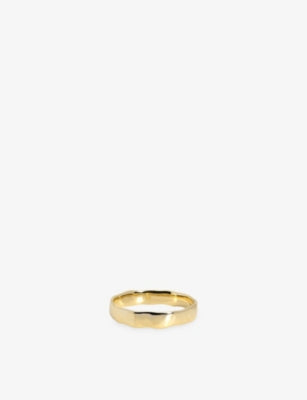 Monica Vinader Hammered Wide 14ct Yellow-Gold Band Ring