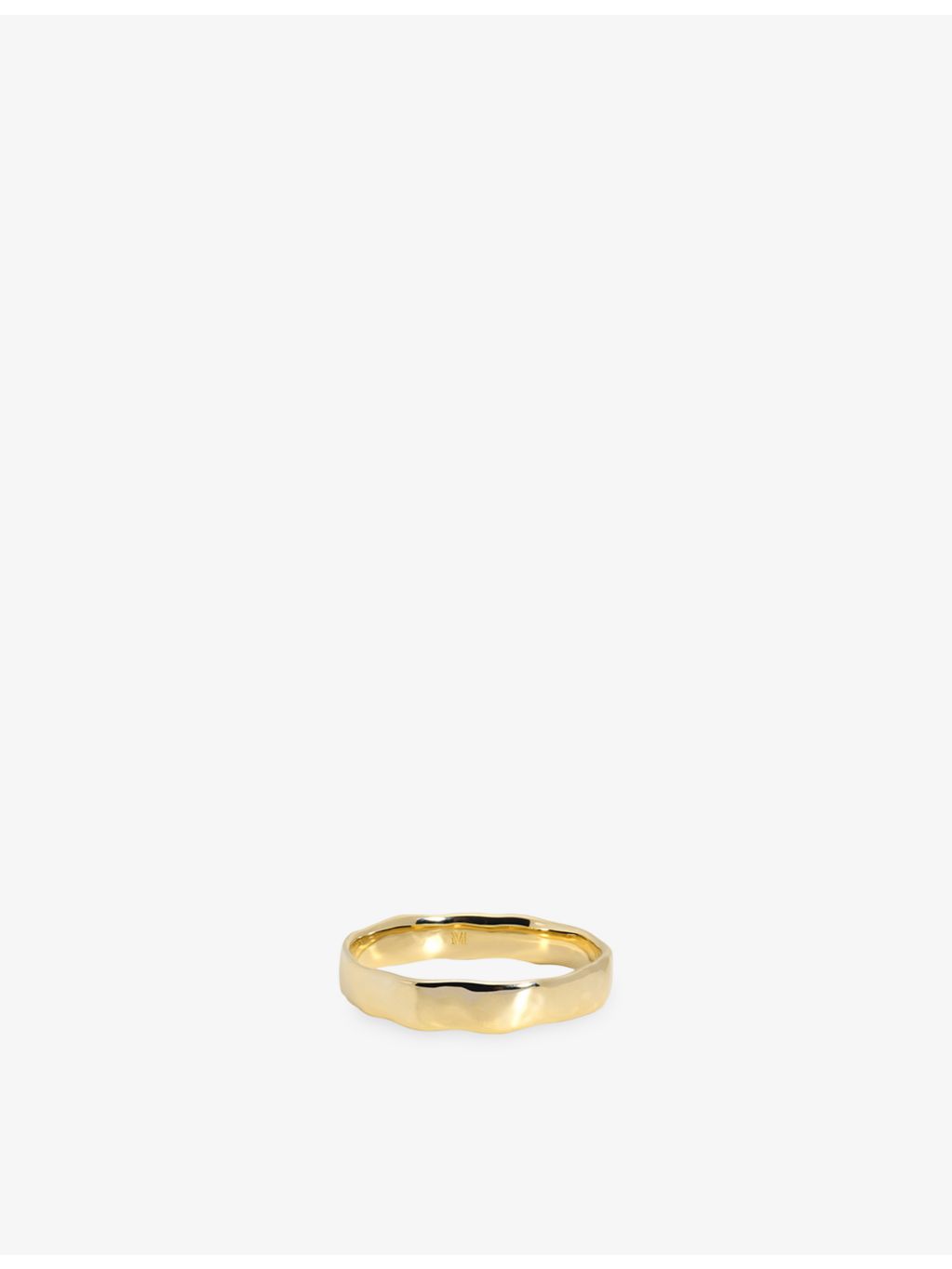 Monica Vinader hammered wide 14ct yellow-gold band ring (British brand)