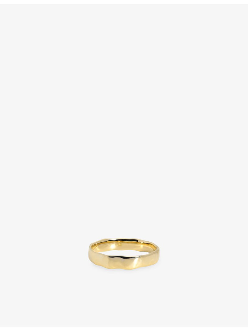 Monica Vinader hammered wide 14ct yellow-gold band ring (British brand)