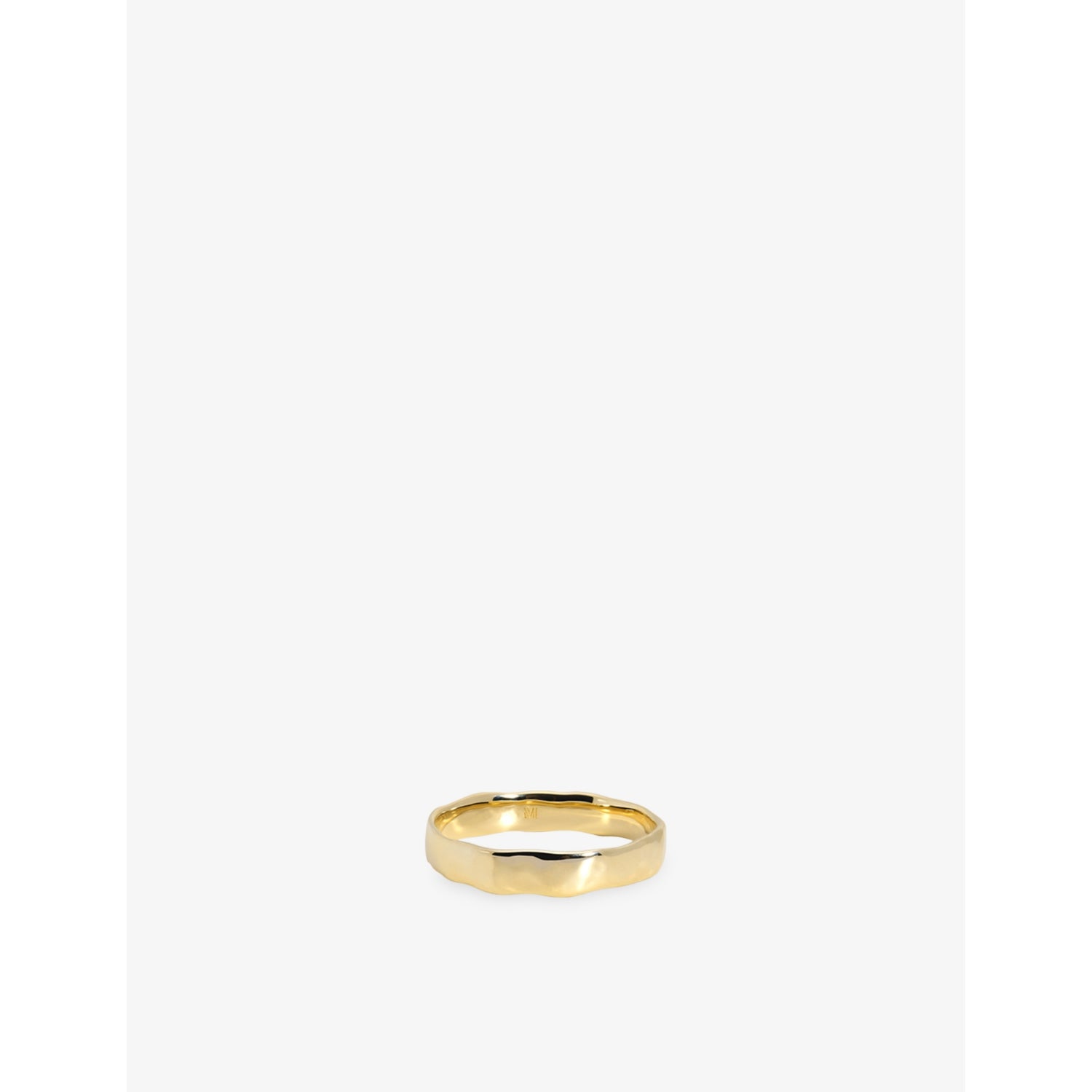 Hammered Wide 14ct Yellow-Gold Band Ring - K