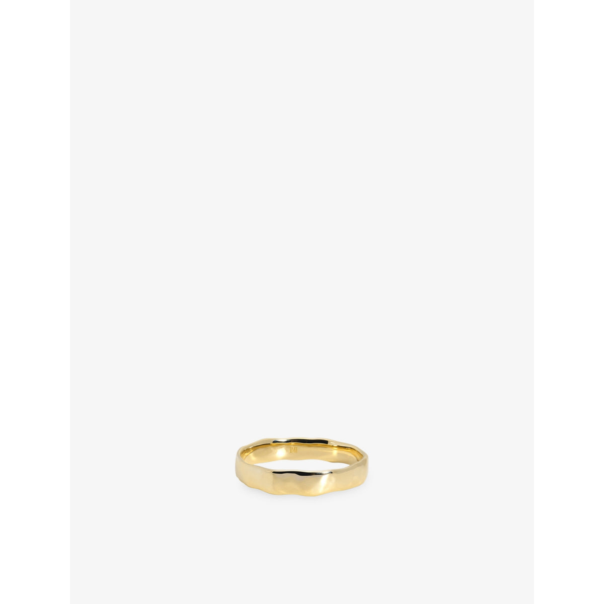 Hammered Wide 14ct Yellow-Gold Band Ring - K