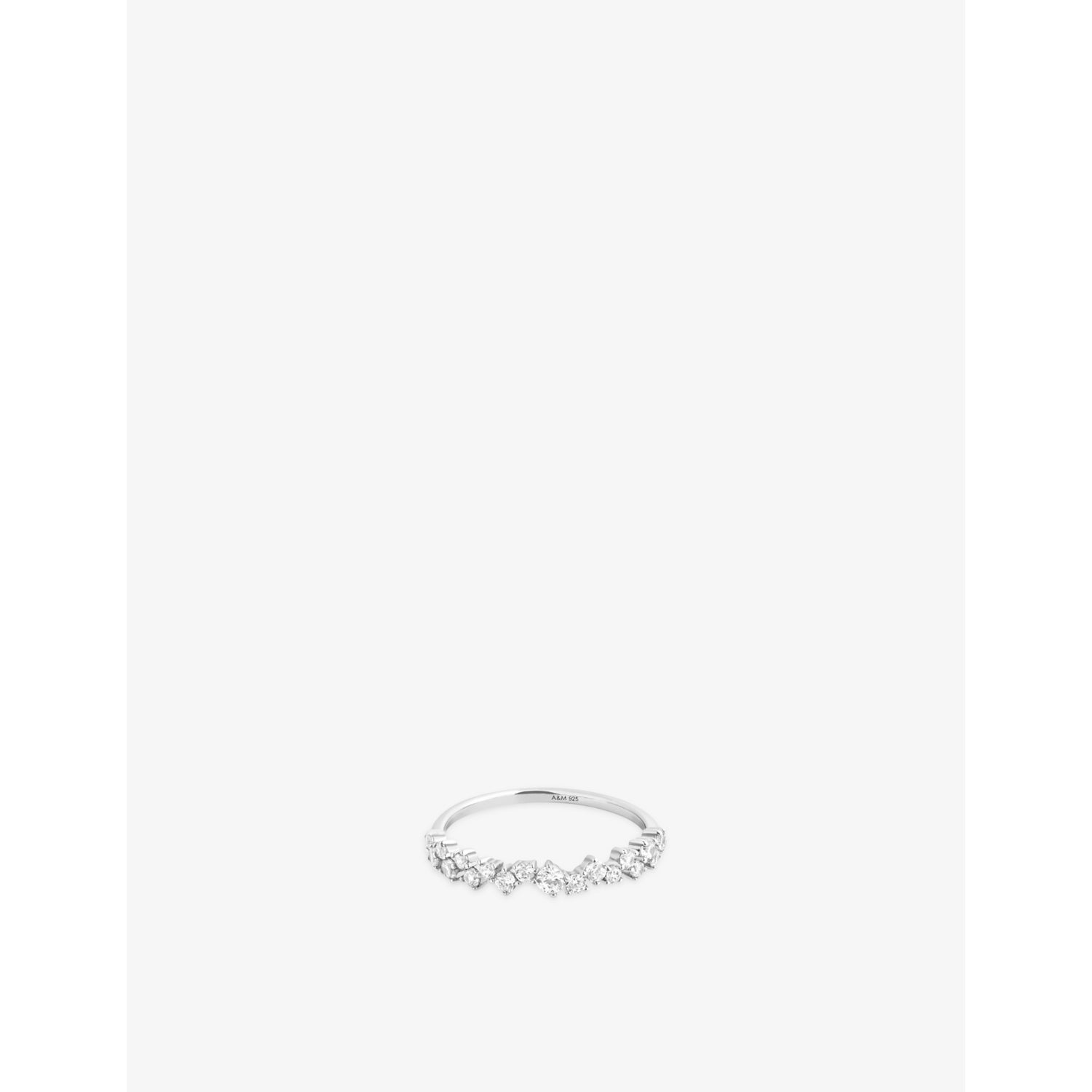 Crystal Scatter Rhodium Plated Sterling-Silver And Cubic Zirconia Ring - L