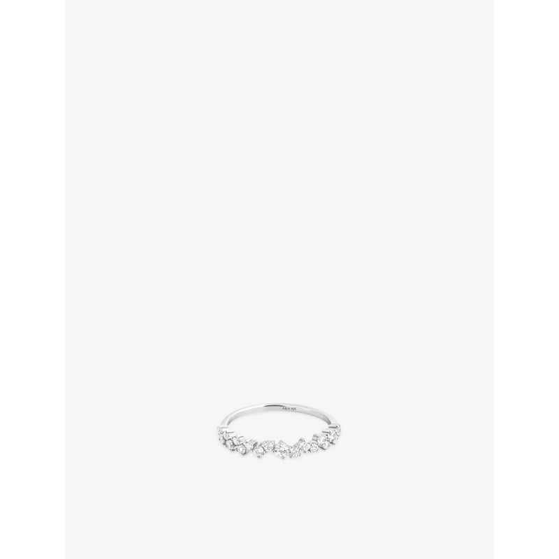Crystal Scatter Rhodium Plated Sterling-Silver And Cubic Zirconia Ring - L