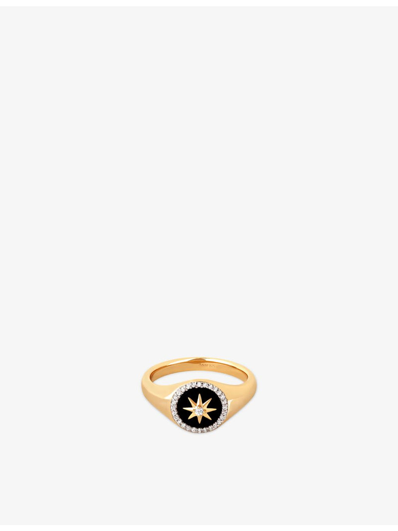 Astrid & Miyu star signet ring with agate, UK version