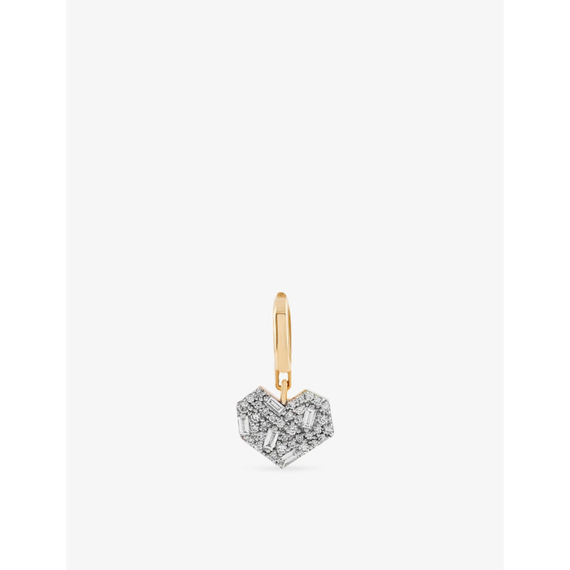 Mini Cherish 0.07ct Baguette-Diamond And 0.10ct Diamond Charm - ROSE GOLD