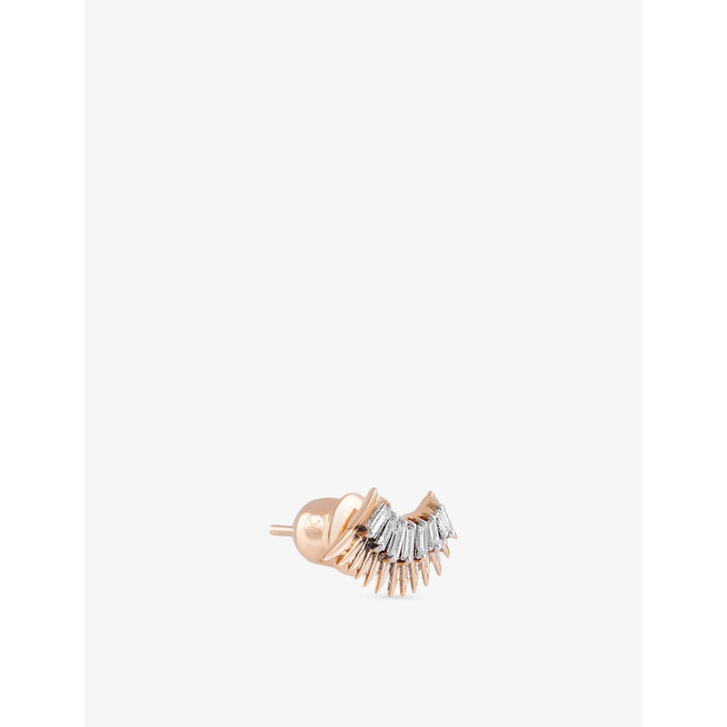 Kismet By Milka diamond stud earring winged baguette 0.16ct, UK version