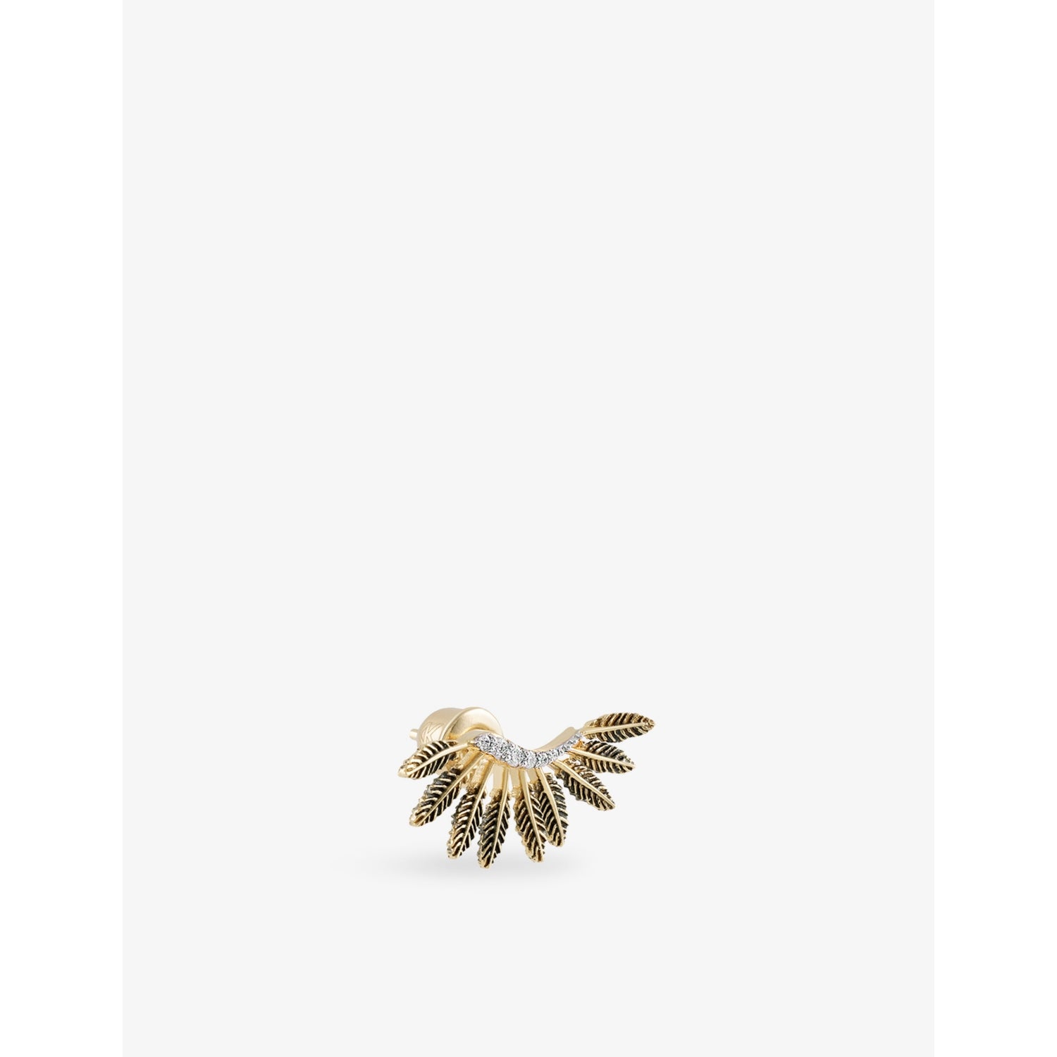 Kismet by Milka diamond stud earring with feather motif 0.06ct, UK version