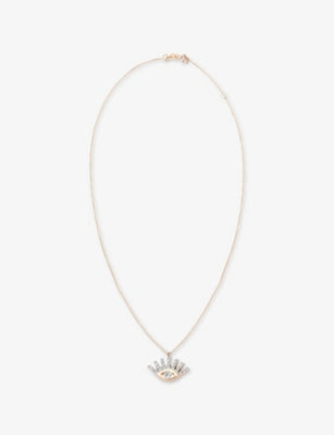 Evil Eye Mini Metal and 0.10ct Diamond Pendant Necklace - ROSE GOLD - 41cm