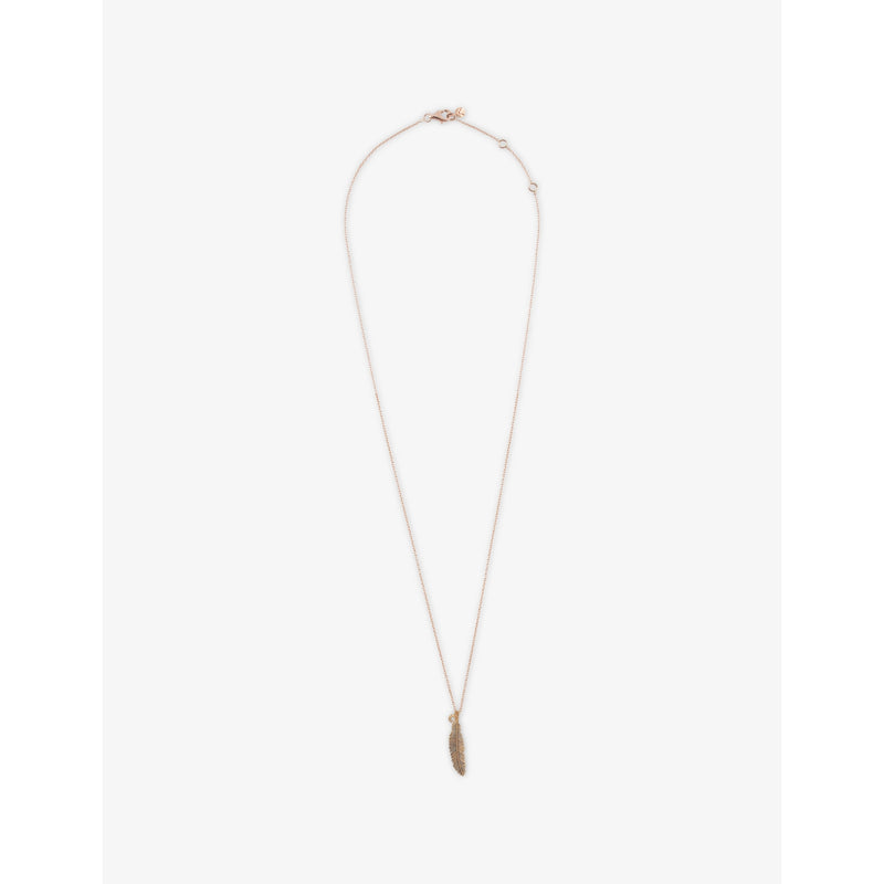 Kismet By Milka Raven Feather Midi 0.04ct Diamond Pendant Necklace