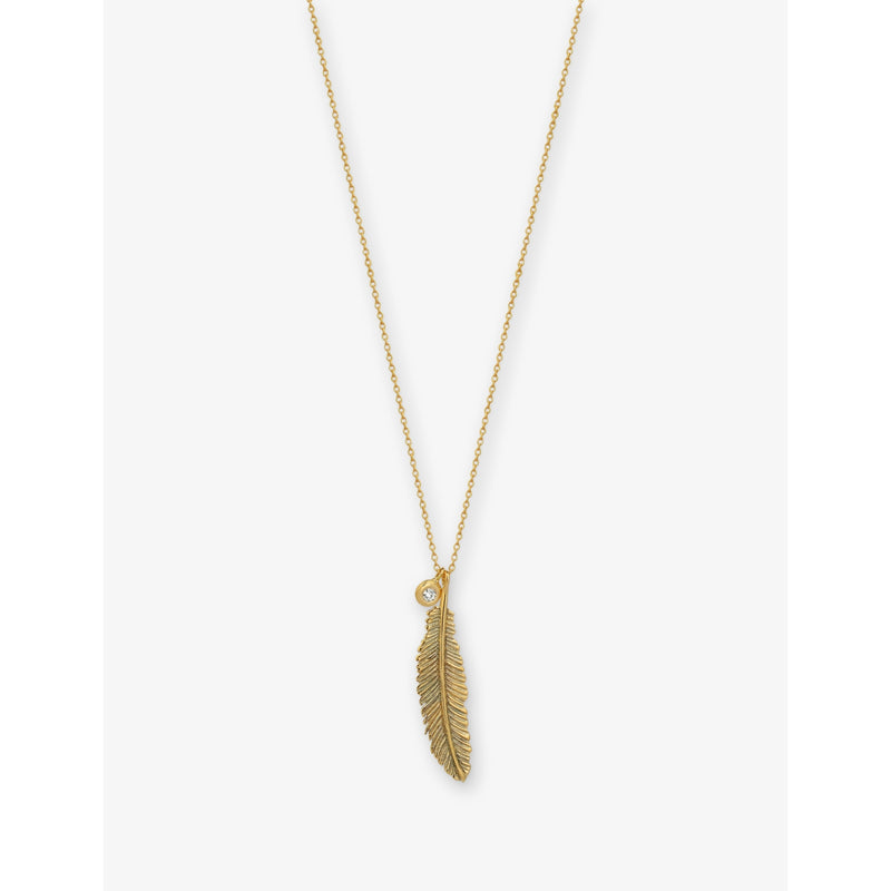 Kismet by Milka Raven Feather Midi diamond pendant 0.04ct - British product