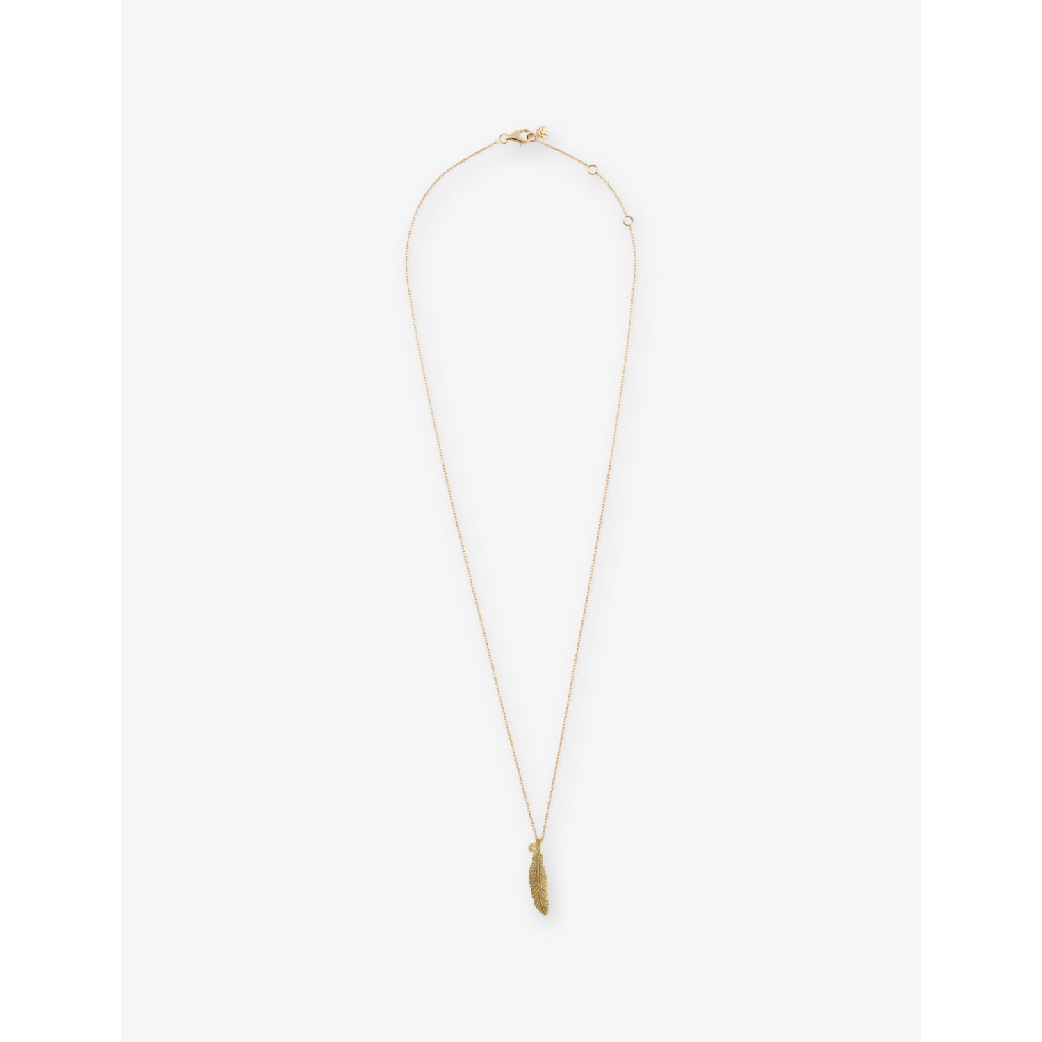 Raven Feather Midi 0.04ct Diamond Pendant Necklace - ROSE GOLD
