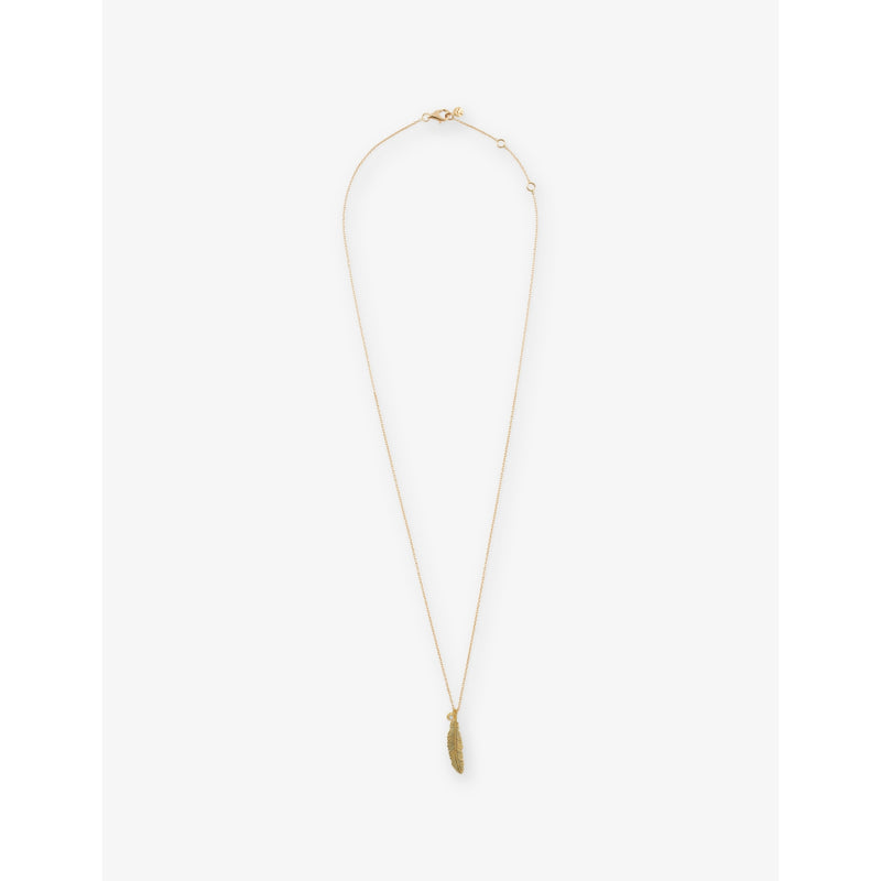 Raven Feather Midi 0.04ct Diamond Pendant Necklace - ROSE GOLD