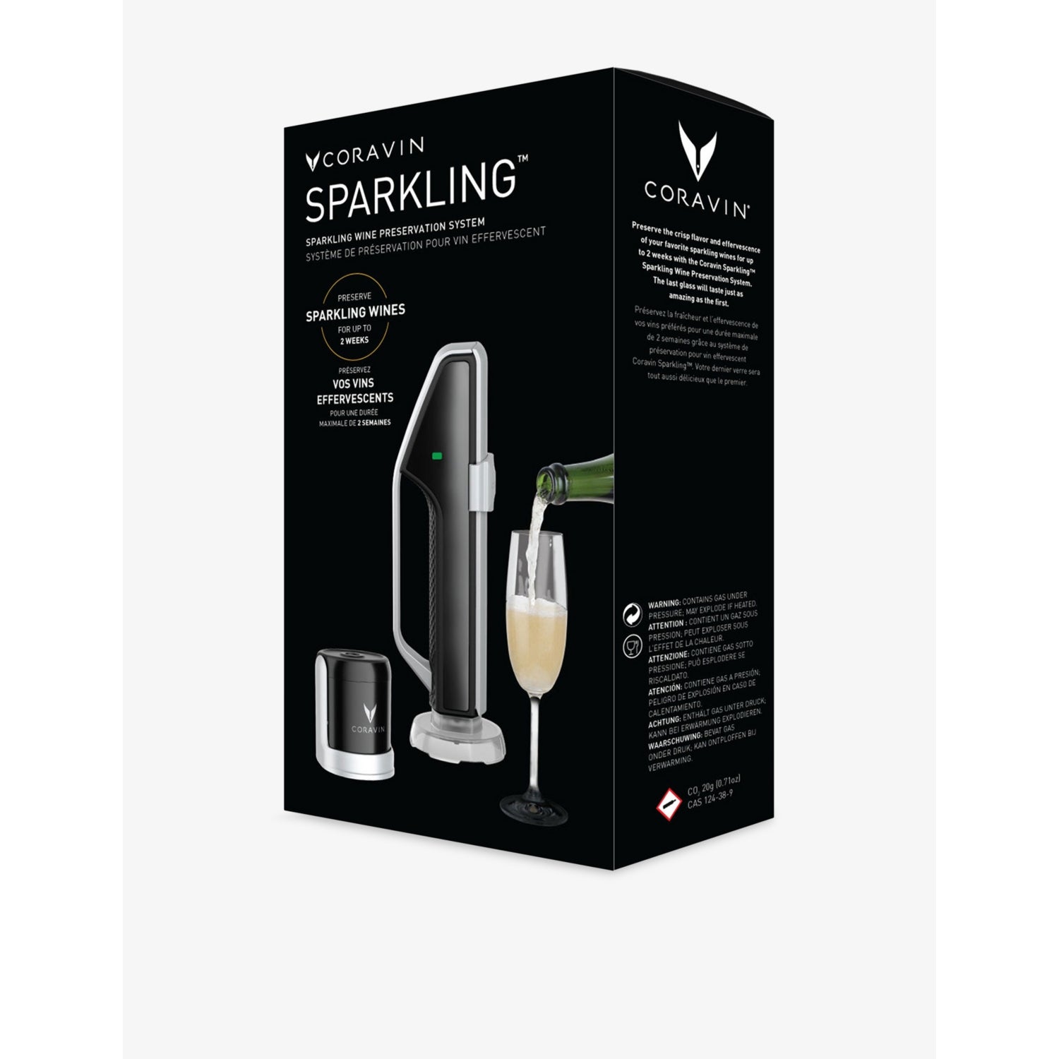 Coravin sparkling wine preservation system with CO2 charger - British product