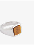 Kay tiger eye rhodium-plated sterling-silver ring (British brand)