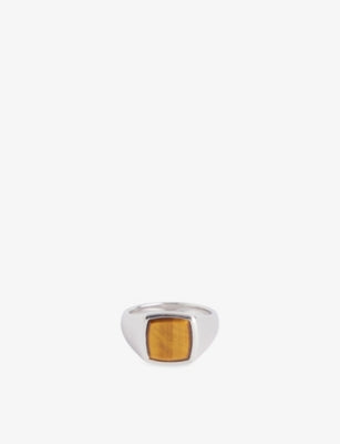 Kay Tiger Eye Rhodium-Plated Sterling-Silver Ring - N.5