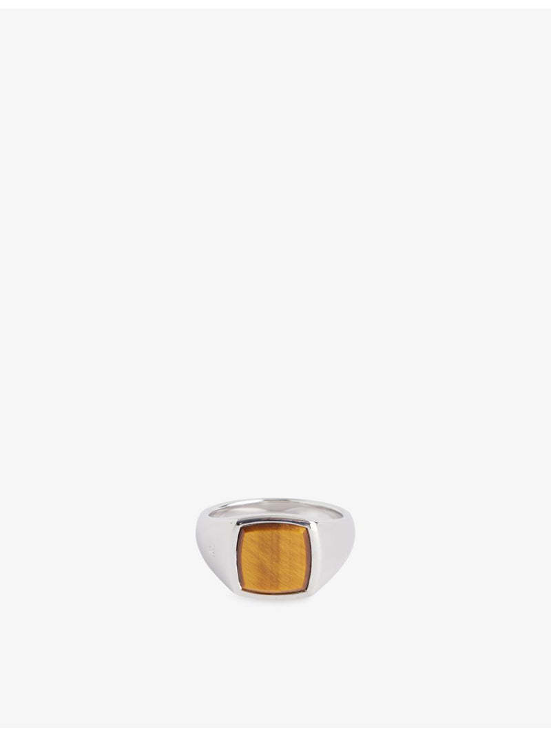 Kay tiger eye rhodium-plated sterling-silver ring (British brand)