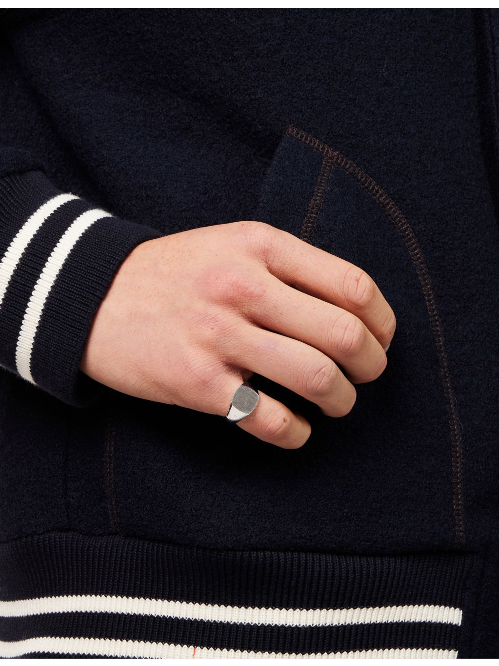 Tom Wood rhodium-plated sterling-silver ring with satin finish, imported from the UK