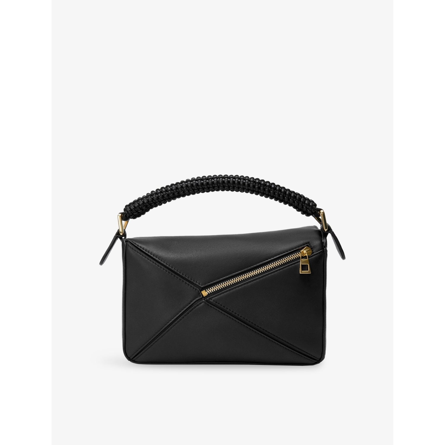 Loewe leather cross-body bag with woven handle (British brand)