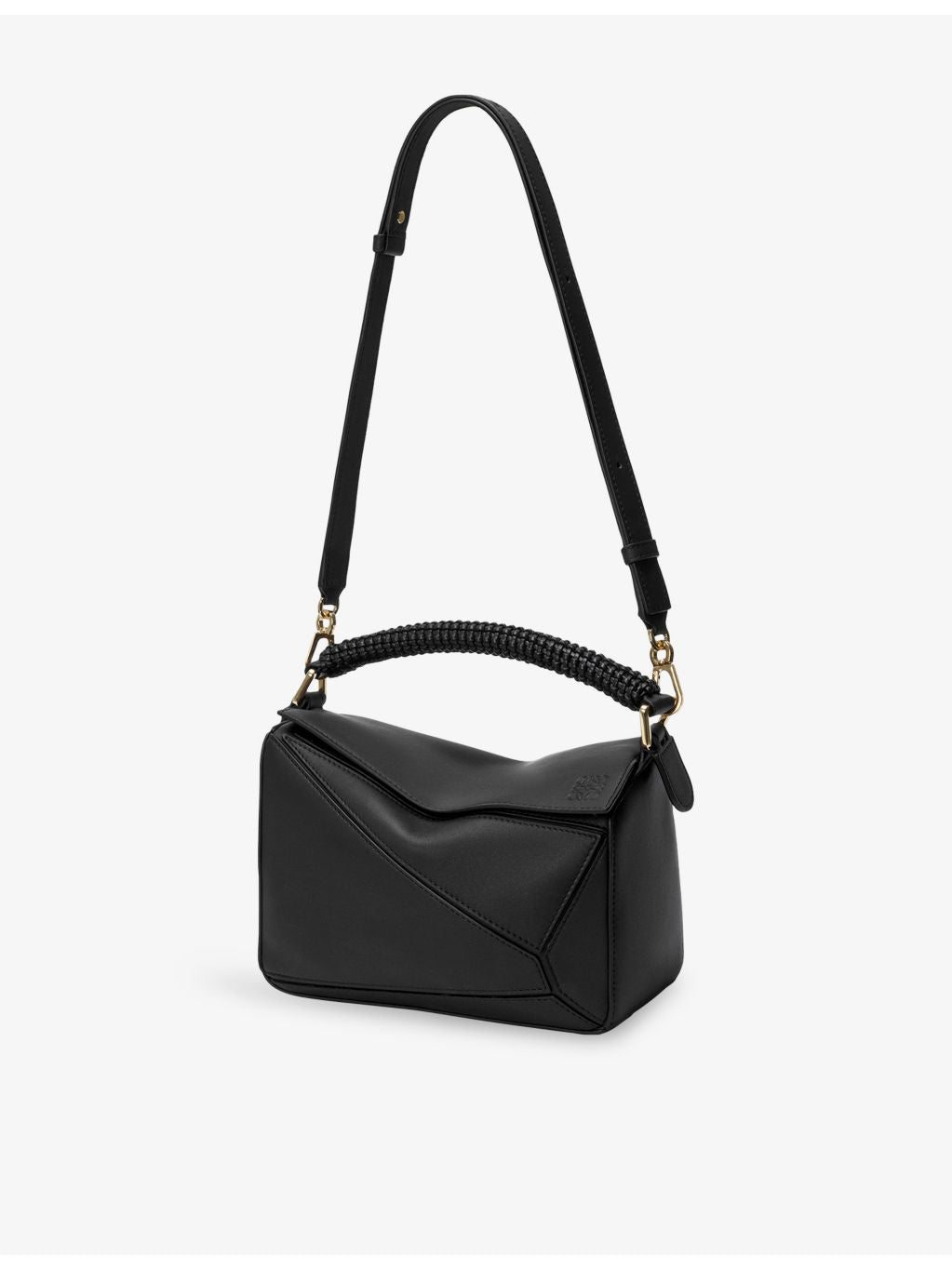 Loewe leather cross-body bag with woven handle (British brand)