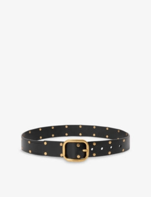 Loewe Rounded-Buckle Stud-Embellished Leather Belt