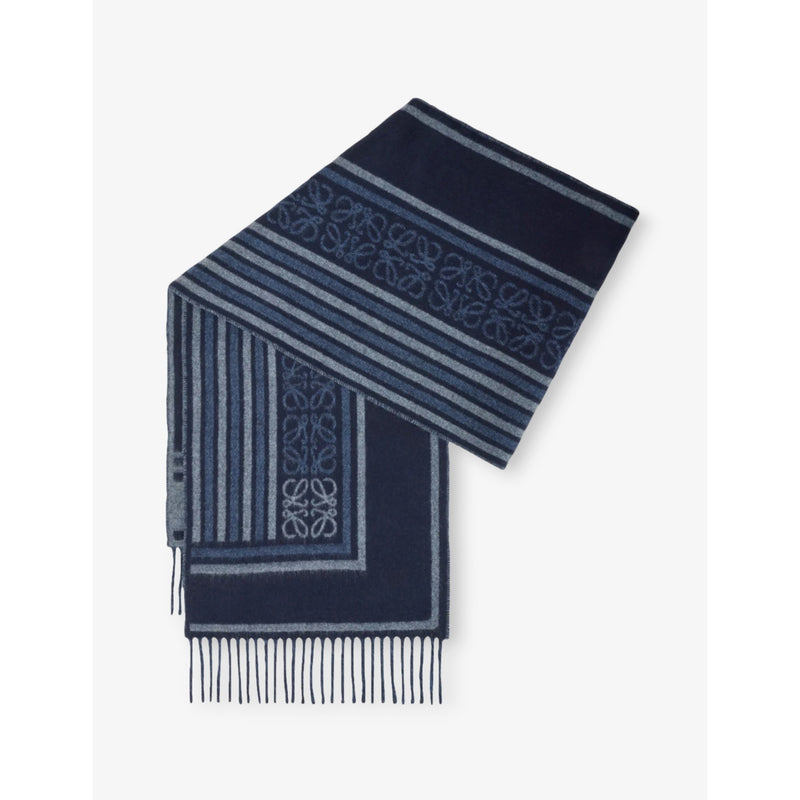 Loewe wool and cashmere scarf with fringed edges, UK version