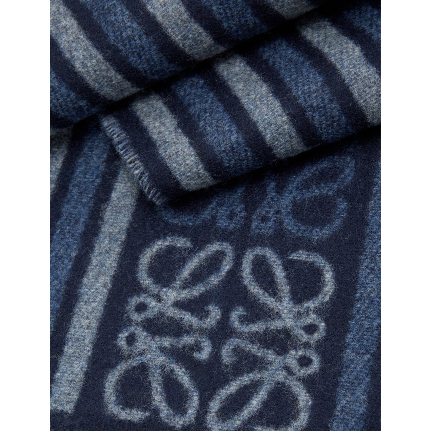 Loewe wool and cashmere scarf with fringed edges, UK version