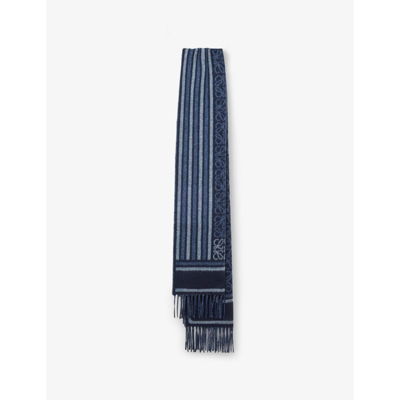 Loewe wool and cashmere scarf with fringed edges, UK version