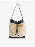 Whistles shearling and leather tote bag - British product