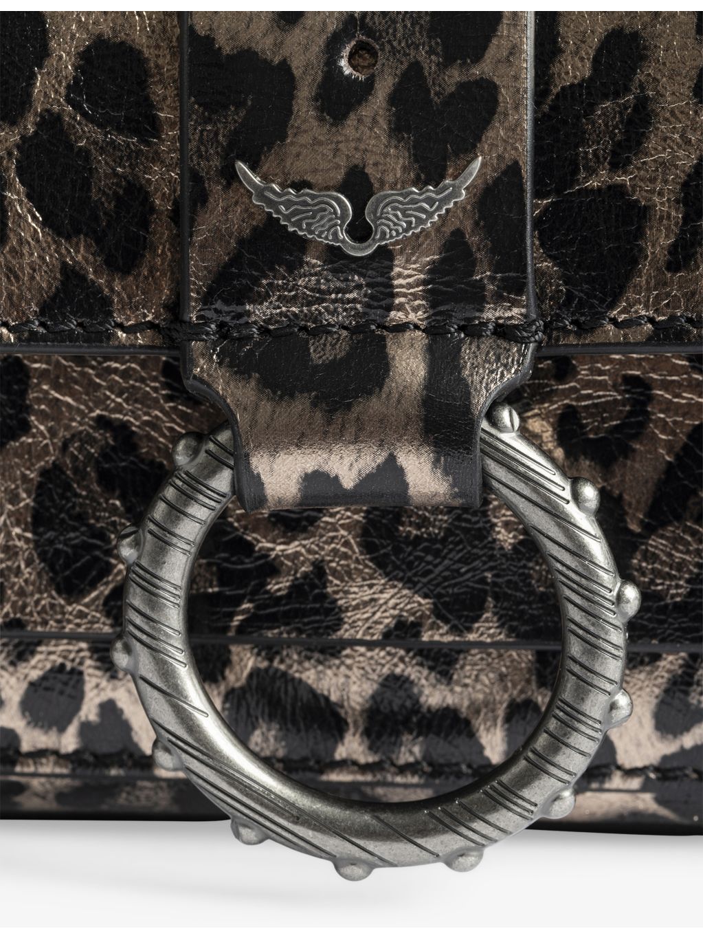 Zadig Voltaire leopard-print metallic leather wallet bag (British brand)