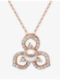 Yoko London rose gold Akoya pearl diamond pendant, 40-45cm, UK version