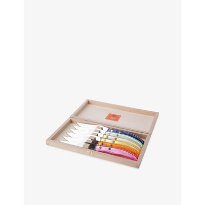 selfridges Claude Dozorme Berlingot Rainbow Set of Six Resin and Stainless-Steel Steak Knives- Buy online at McGrocer