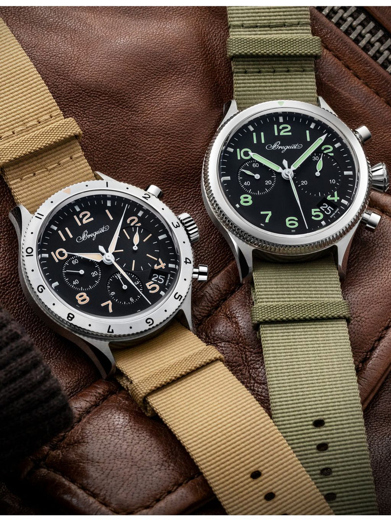 Breguet Type XX steel and leather automatic watch 42mm, UK version