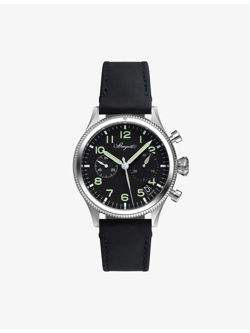 Breguet Type XX steel and leather automatic watch 42mm, UK version
