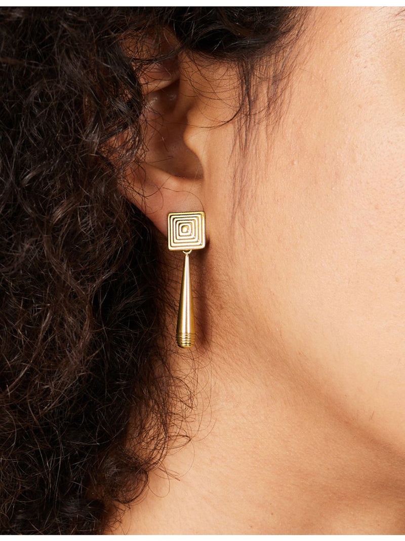 Heaven Mayhem Iris gold plated earrings 3.5cm drop - British product