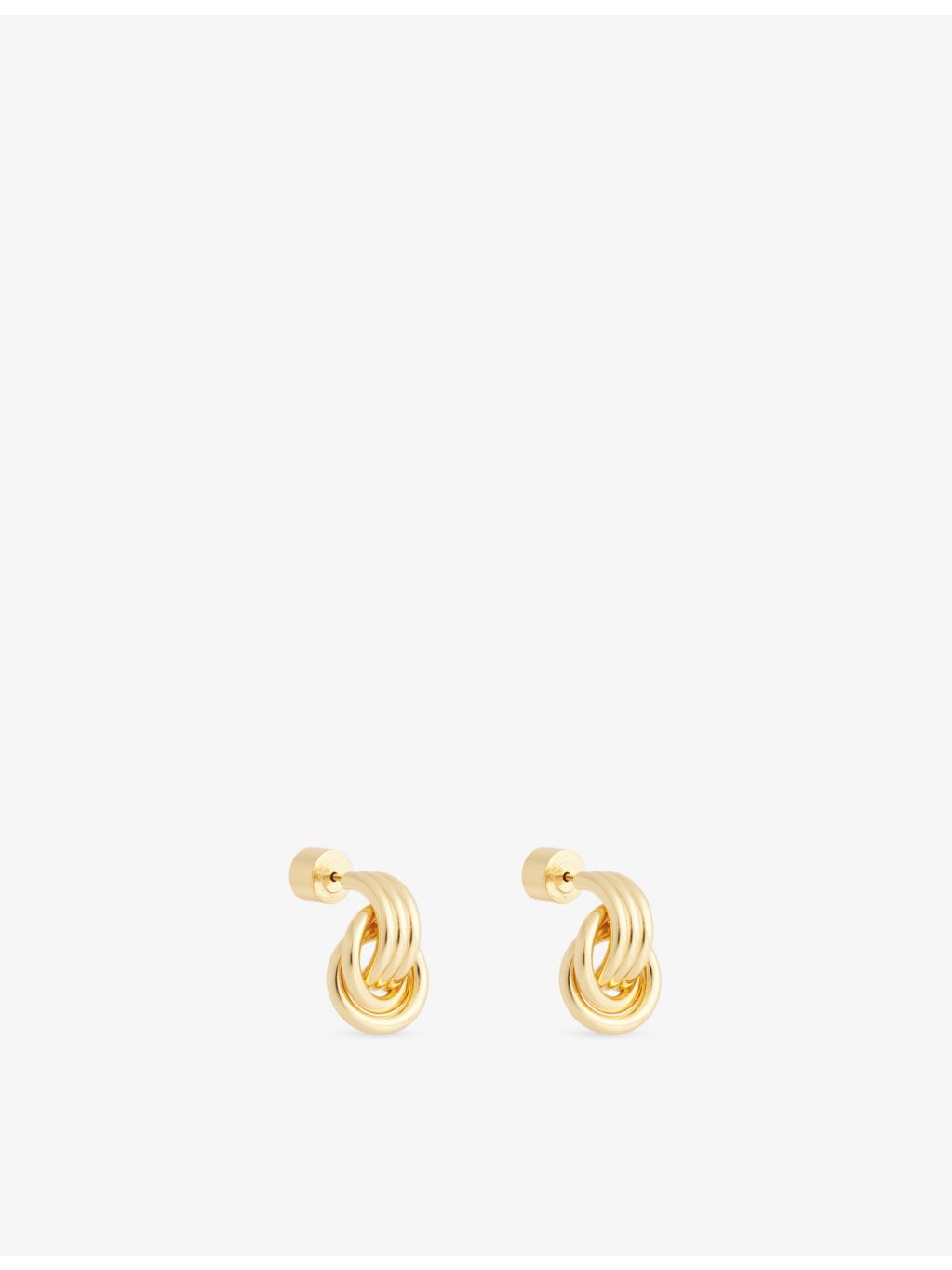 Heaven Mayhem 18ct gold plated micro knot earrings, UK version