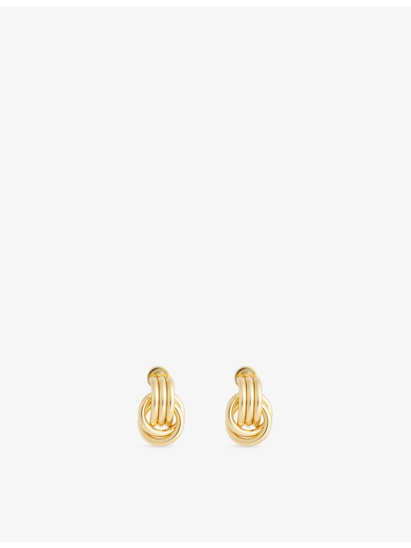 Heaven Mayhem 18ct gold plated micro knot earrings, UK version