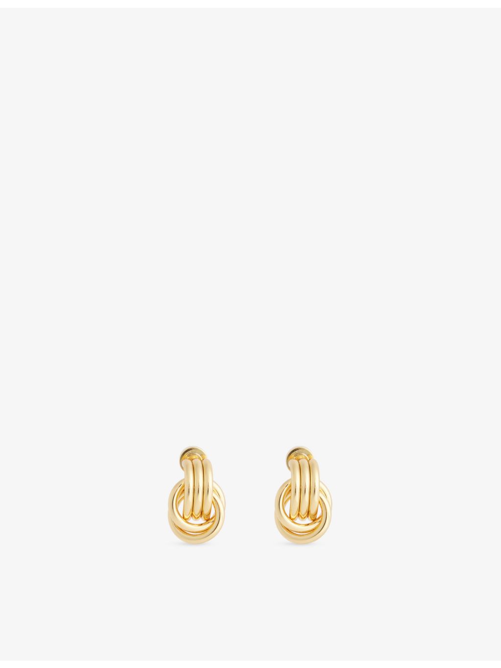 Heaven Mayhem 18ct gold plated micro knot earrings, UK version