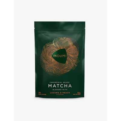 selfridges Inoumi Ceremonial Grade Matcha Blended with Lucuma and Peach Flavour Pouch 50g- Buy online at McGrocer