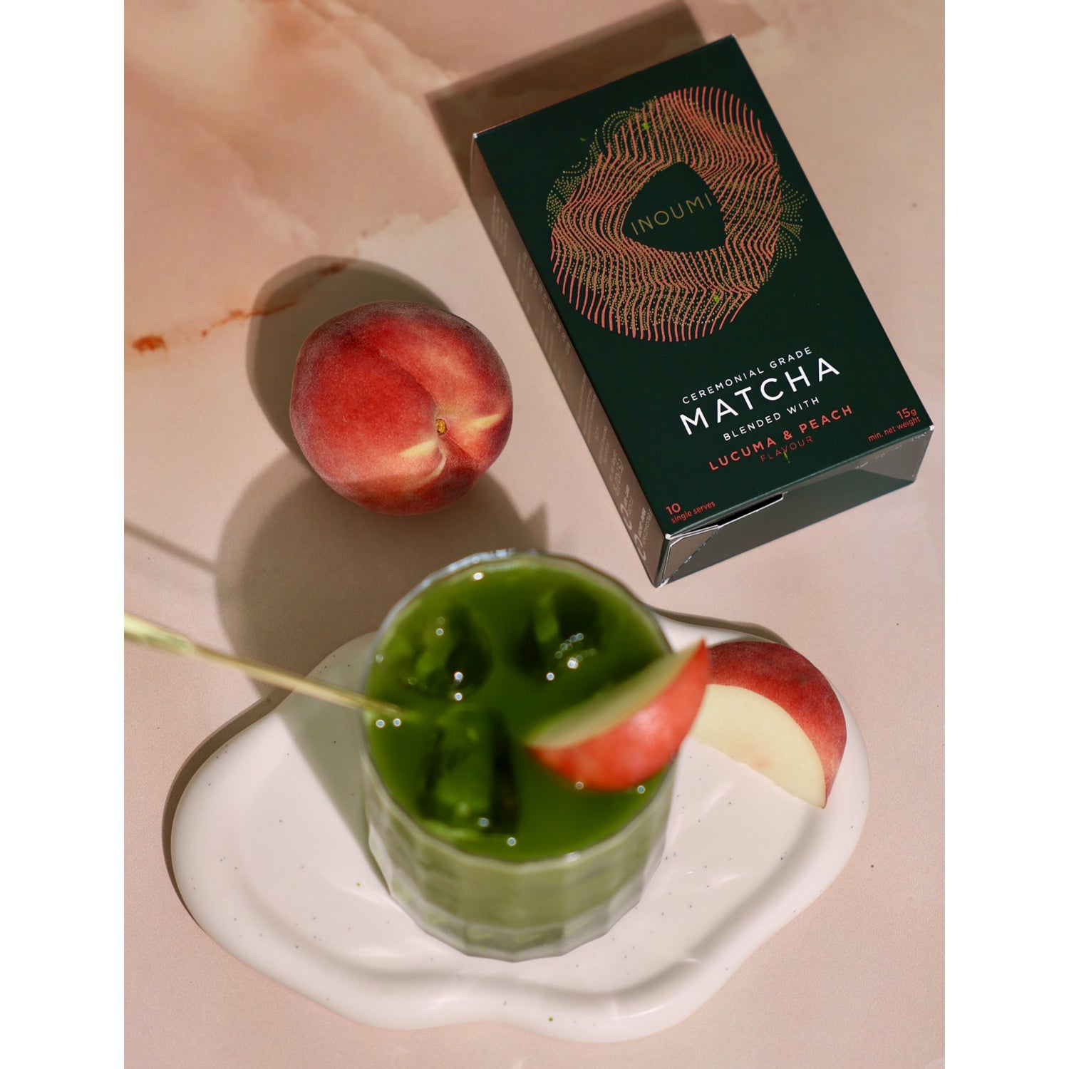 INOUMI ceremonial matcha with lucuma and peach, 10 sachets 15g (British brand)