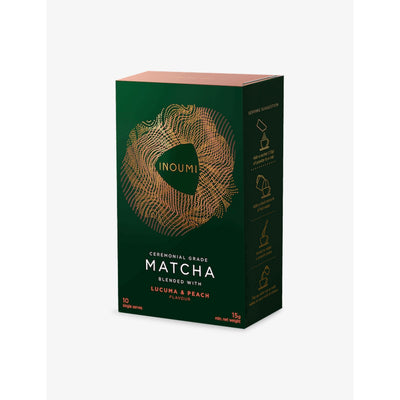selfridges INOUMI Ceremonial Grade Matcha Blended with Lucuma & Peach Flavour 10 Sachets 15g- Buy online at McGrocer