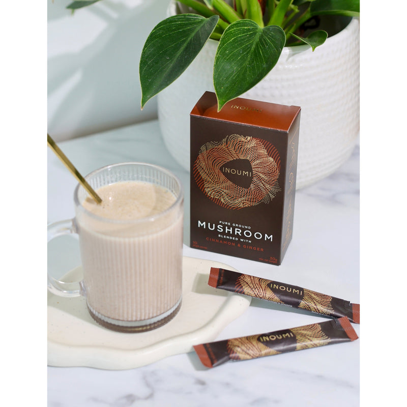 INOUMI mushroom blend, cinnamon and ginger, 10 sachets, imported from the UK