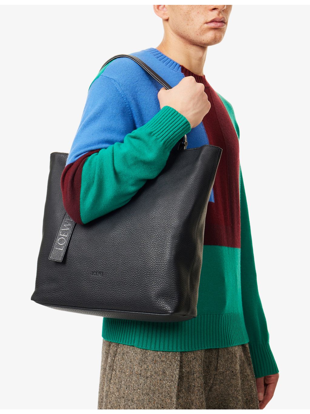 LOEWE leather tote bag with square shape, UK version