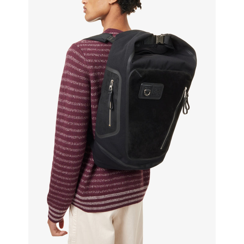 Loewe Flex Roll Top canvas suede backpack imported from the UK